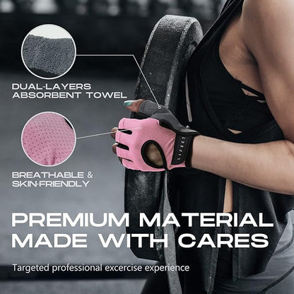LIFECT Essential Breathable Workout Gloves, Weight Lifting Fingerless Gym Exercise Gloves with Curved Open Back, for Powerlifting, Women and Men