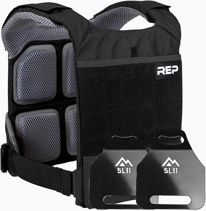 REP Fitness Strata Weight Vest, 2 Removable Plate Options for Unisex, Men & Women, Wearable, Weighted for Strength Training, Muscle Building, CrossFit, Running, Gym Exercise, Adjustable Sizing