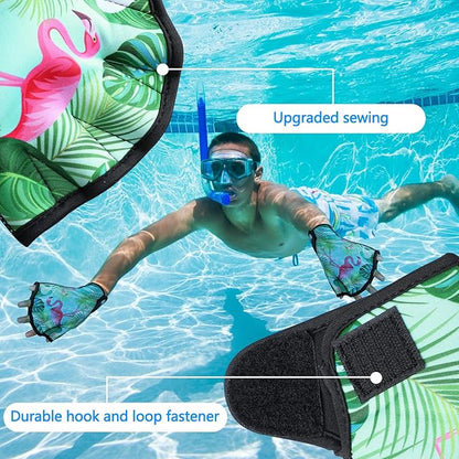 Honoson 2 Pairs Swimming Gloves Women Water Aerobics Gloves Aquatic Fitness Water Resistance Webbed for Men Women Unisex Poll Training Exercise