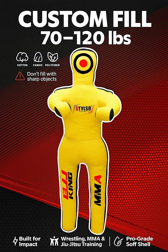 Unfilled Grappling Dummy – Adult Life Size Wrestling & BJJ Training Dummy, MMA Jiu Jitsu Judo Takedown & Throwing Practice, Heavy-Duty Triple-Stitched Canvas Submission Dummy