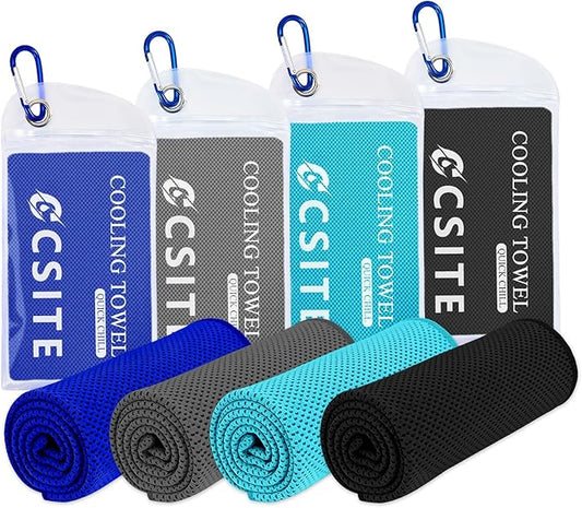 4 Pack Cooling Towels (47"x12") for Neck and Face, Ice Towel for Hot Weather, Soft Breathable Chilly Gym Towels, Microfiber Towel for Work Out, Yoga, Running, Camping & More Activities