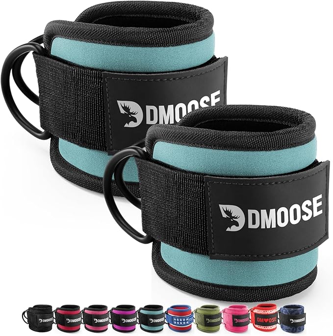 DMoose Fitness Ankle Strap for Cable Machine - One Size Fit with Premium Padding Cuffs, Ankle Bands for Working Out, Booty Workouts, Leg Extension, Hip Abductors, Kickbacks & Lower Body Exercises