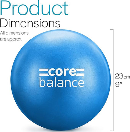 Core Balance 9 Inch Anti Burst Pilates Ball - Mini Exercise Ball for Yoga, Barre, Stretching and Core Stability Workout