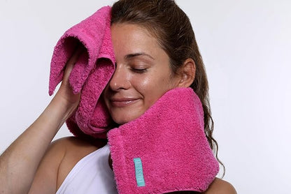 FACESOFT Eco Friendly Gym Towel for Working Out - Soft and Absorbent Cotton Exercise - No Synthetic Microfibers or Plastics - Sweat Towel for Gym, Fitness, Sports, Yoga - Pink - 1 Pc