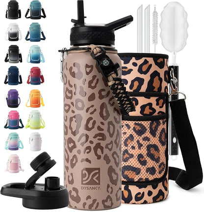Insulated Water Bottle | Thickened Stainless Steel Vacuum Metal | Portable Sports Water Jug for Gym and Hiking with Straw, Carrier Bag, Handle Strap | BPA-Free 40 oz
