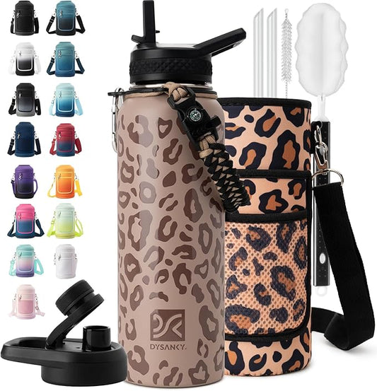 Insulated Water Bottle | Thickened Stainless Steel Vacuum Metal | Portable Sports Water Jug for Gym and Hiking with Straw, Carrier Bag, Handle Strap | BPA-Free 40 oz