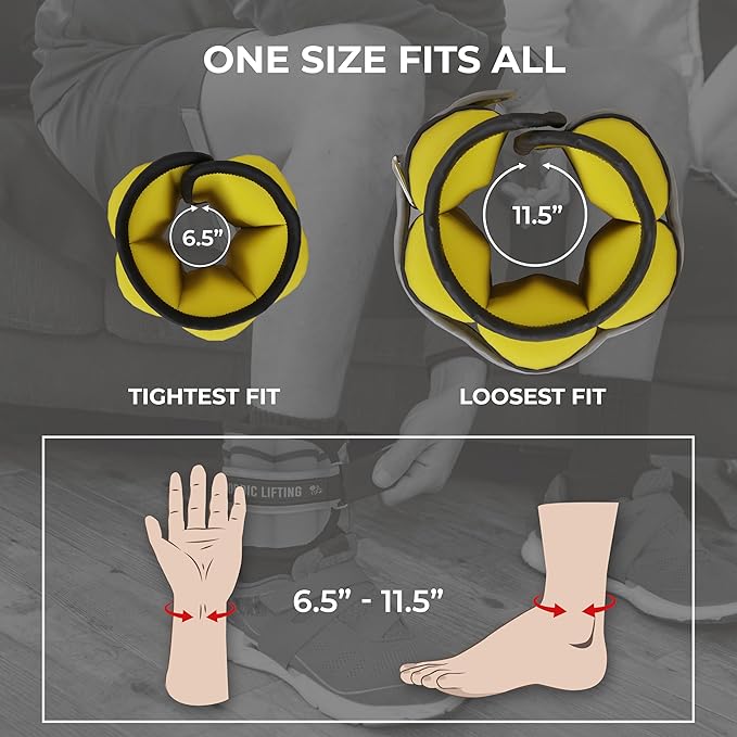 Nordic Lifting Adjustable Ankle Weights for Women & Men – 1 Pair (2–10 lbs) Wrist, Arm & Leg Weights for Gym, Yoga & Home Workouts – Secure Fit Strap Design – Durable Fitness Training Equipment