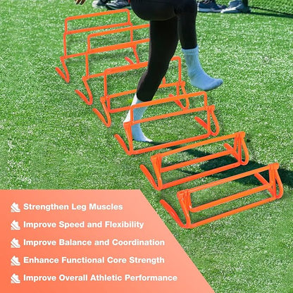 Lineslife Adjustable Agility Hurdles,4 Height Speed Training Hurdles, Portable Speed Training Equipment with Carry Bag for for Athletes,Kids,Soccer,Basketball