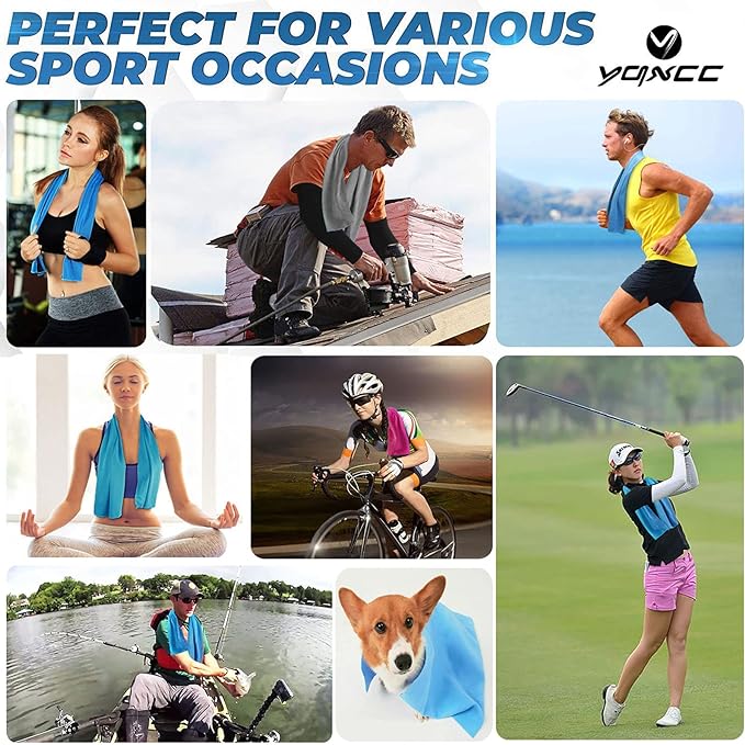 YQXCC Cooling Towels | 4 Pack 40"x12" | Cool Cold for Neck | Microfiber Soft Breathable Chilly | for Yoga, Golf, Gym, Camping, Running, Workout & More Activities