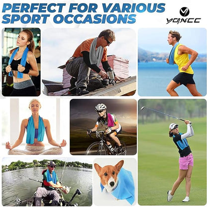 YQXCC Cooling Towels | 6 Pack 40"x12" | Cool Cold for Neck | Microfiber Soft Breathable Chilly | for Yoga, Golf, Gym, Camping, Running, Workout & More Activities