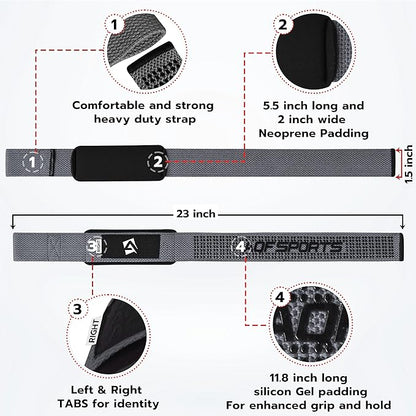 AQF Lifting Wrist Straps for Weightlifting, Powerlifting & Deadlifts – 23” Neoprene Padded Cotton Straps for Strength Training & Gym Workouts - Maximum Grip Support for Men & Women