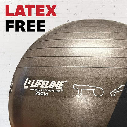 Lifeline Fitness Exercise Ball with Workout Guide – Burst-Resistant Stability Ball with Pump for Core, Balance, and Pregnancy Exercises