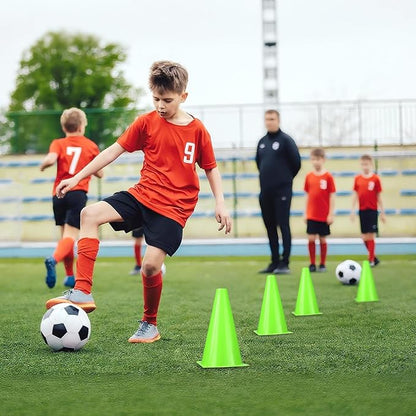 24pcs Cones 9 Inch Soccer Cones and Plastic Traffic Cones, Durable Cones for Sports Training, Ideal for Soccer, Basketball, Football, Skating, and Agility Drills Practice