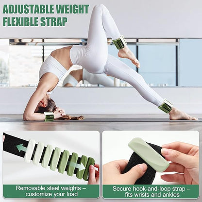 Wrist & Ankle Weights for Women and Men, 2lbs/4lbs Pairs Adjustable Silicone Weighted Bangles for Arm & Leg Workouts, Perfect for Pilates, Barre, Yoga, Walking & Home Fitness 24055