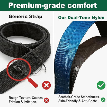 Stretching Strap with 10 Loops – Non-Elastic Yoga Strap for Physical Therapy, Knee Replacement Recovery & Plantar Fasciitis – Leg Stretcher Band for Flexibility & Hamstring Rehab
