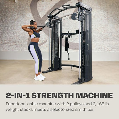 Centr Home Gym Functional Trainer - Multifunctional Cable Machine Home Gym System - Workout Weight Machine for Strength Training - Full Body Compact Exercise & Fitness Equipment Set