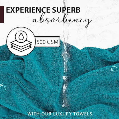 100% Cotton Bath Towels, 24x48 Pack of 6 Towels, Quick Dry, Highly Absorbent, Soft Feel Towel, Gym, Spa, Bathroom, Shower, Pool, Luxury Soft Towels (Teal, KC-2448-6-TEAL)