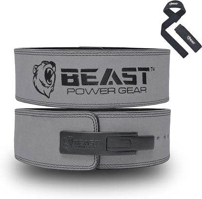 Beast Power Gear Weight Lifting Belt Lever Buckle 10MM 13MM Thick & 4 Inches Free Strap Weightlifting, Powerlifting, Deadlifts, Squats Men Women