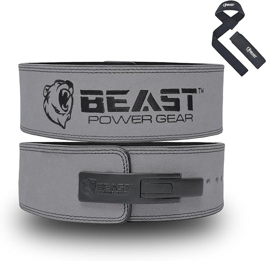 Beast Power Gear Weight Lifting Belt Lever Buckle 10MM 13MM Thick & 4 Inches Free Strap Weightlifting, Powerlifting, Deadlifts, Squats Men Women