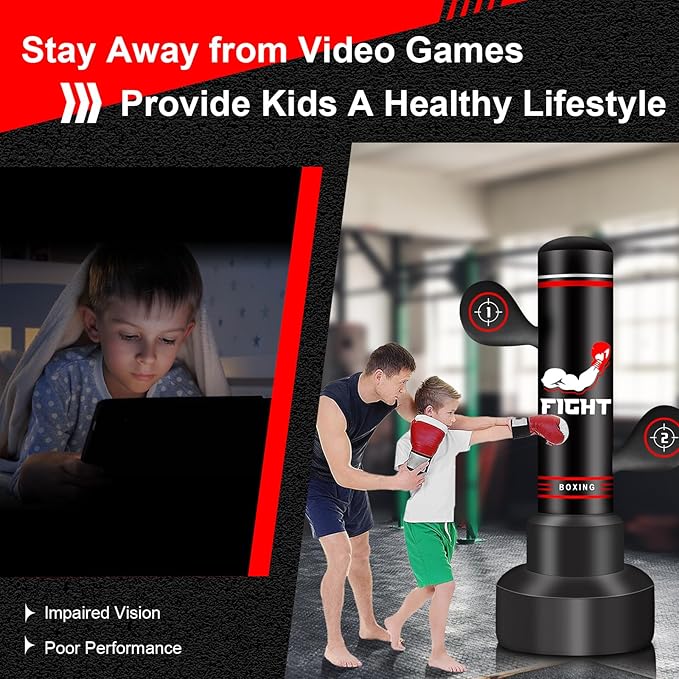 Upgraded Heavy Freestanding Punching Bag for Adults Teens, 70” Standing Punching Bag Kicking Bag Heavy Bag, Women Men Kickboxing Bags for Training MMA Fitness Home Gym