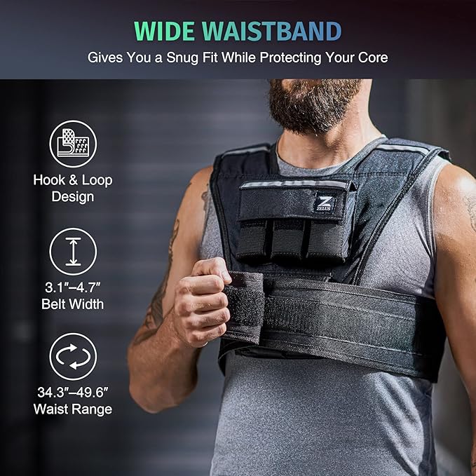 ZELUS Weighted Vest, 20lb/23lb/30lb/45lb/60lb Vest Adjustable Weights for Exercise, Weight Vest for Men, Workout Vest for Home Workouts Cardio Strength Training Weight Loss