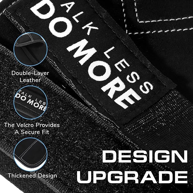 Weight Lifting Wrist Strap, 1 Pair Double Layer Leather Wrist Wraps for Gym Strength Training Weightlifting Deadlift Powerlifting Neoprene Padded Workout Gym Straps for Men Women