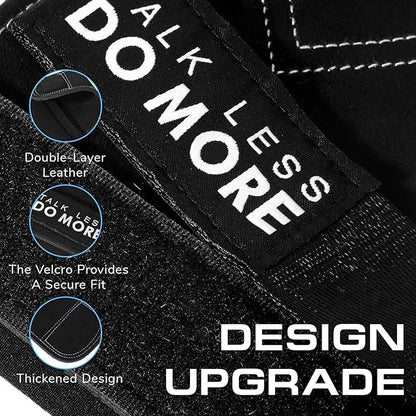 Weight Lifting Wrist Strap, 1 Pair Double Layer Leather Wrist Wraps for Gym Strength Training Weightlifting Deadlift Powerlifting Neoprene Padded Workout Gym Straps for Men Women