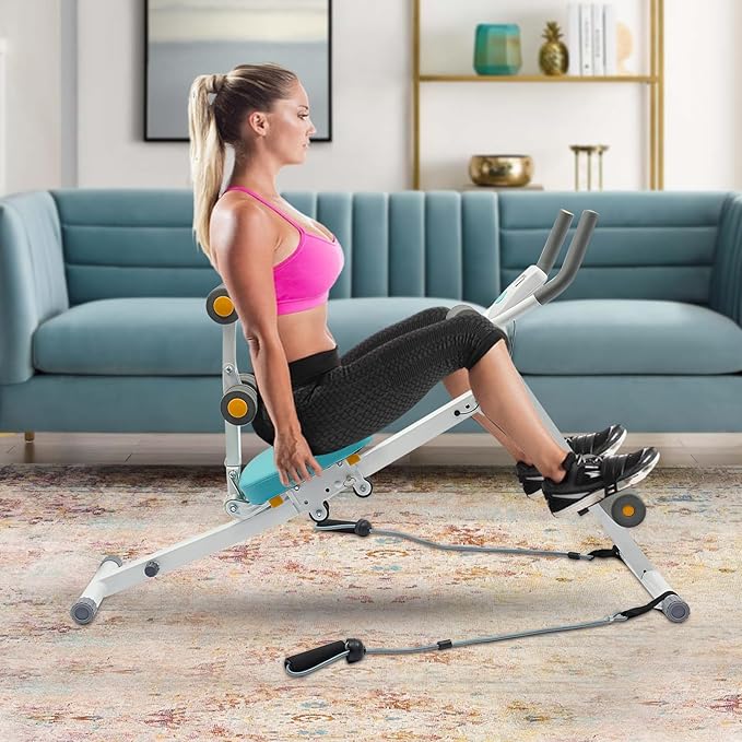 Ab Abdominal Exercise Machine, 265Lbs Adults Ab Trainer Machine with LCD Display and Resistance Bands, Foldable Core Workout Equipment for Home Gym Workout Waist Trainer