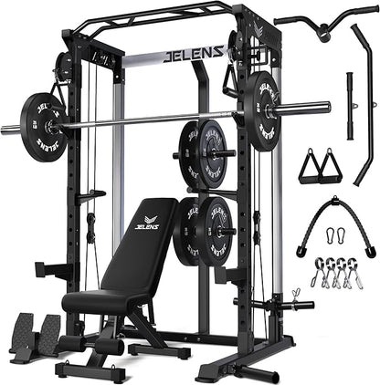 C21 Power Cage, 2000LBS Multi-Function Power Rack with Independent Dual Pulley System, All-in-One Squat Rack for Cable Crossover, Home Gym Workout Machine