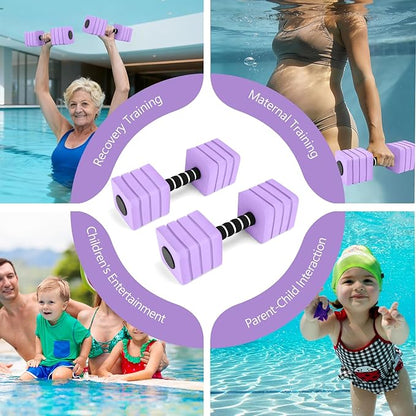 Aquatic Exercise Dumbbells, 2PCS Foam Water Weights, Aerobic Exercise Fitness Equipment Dumbbell, Dumbbells Set for Water Aerobics Weight Loss, Pool Fitness, Underwater Exercise