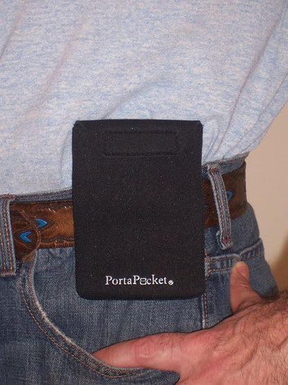 Combo Kit, Hands Free Carry Case for Cell Phones & More/Travel Wallet System/for Fitness/Walking/Exercise. Works on Arm/Leg. Pocket Slides Off to Work on Your own Belt, Too. Black