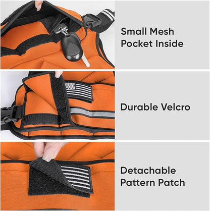 APEXUP Adjustable Weighted Vest, 4-10lb/12-18lb/20-32lb Vest with 6 Ironsand Weights and Large Pocket, Weight Vest for Men Women Strength Training, Running, Walking