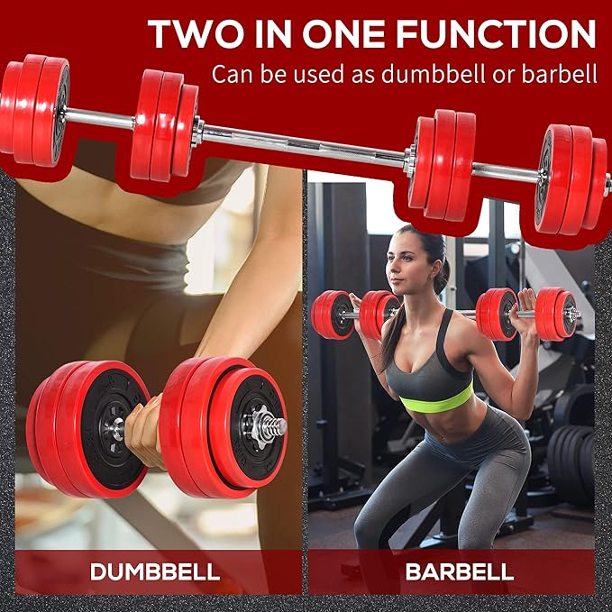 Soozier Adjustable Dumbbell Set, Convertible to Barbell Weight Set for Home Gym Women and Men Weight Lifting Training.