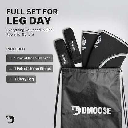 DMoose Fitness Knee Sleeves for Weightlifting (Pair) 78” Knee Wraps for Joint Support, Squats & Powerlifting - Gym Brace Straps for Joint Stability & Pain Relief, USPA & IPL Approved for Men and Women