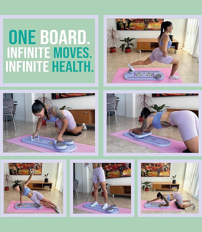 Pilates Board Portable Reformer Set Pilates Kit with Resistance Bands Ball Timer Display for Home Workout Fitness Abs Glutes Women Foldable Multifunction Pilates Machine