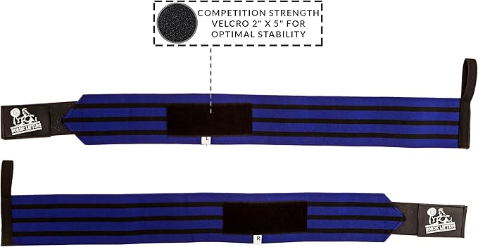 Nordic Lifting Wrist Wraps Super Heavy Duty (1 Pair/2 Wraps) 24" Support for Weight Lifting | Powerlifting | Gym | Cross Training- Weightlifting Thumb Loop - Men & Women