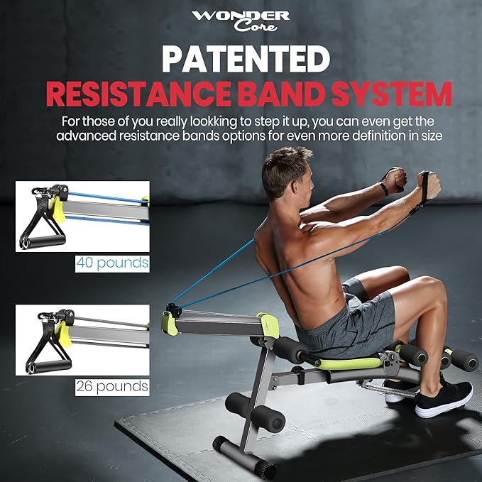 WONDER CORE 2 Total Gym Machine, Ab Workout Equipment, Adjustable Ab Machine for Stomach Workout, Sit Up Exercise Equipment for Home Workouts, Abdominal Trainer, Ab Lounger Exercise Chair
