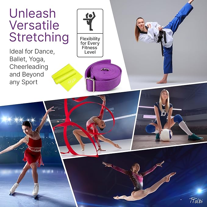 Stretching Strap with Door Anchor & Resistance Band – Leg Stretcher for Improving Flexibility & Splits – Ideal for Ballet, Dance, Cheer, Yoga & Gymnastics – Home Training Equipment for All Levels