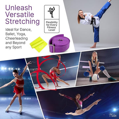 Stretching Strap with Door Anchor & Resistance Band – Leg Stretcher for Improving Flexibility & Splits – Ideal for Ballet, Dance, Cheer, Yoga & Gymnastics – Home Training Equipment for All Levels