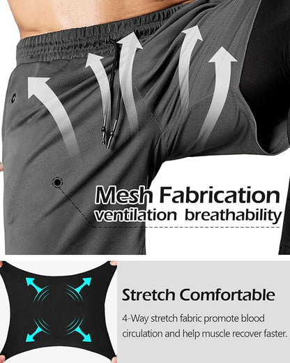 Aolesy Men's 2 in 1 Running Pants, Gym Workout Compression Pants for Men Training Athletic