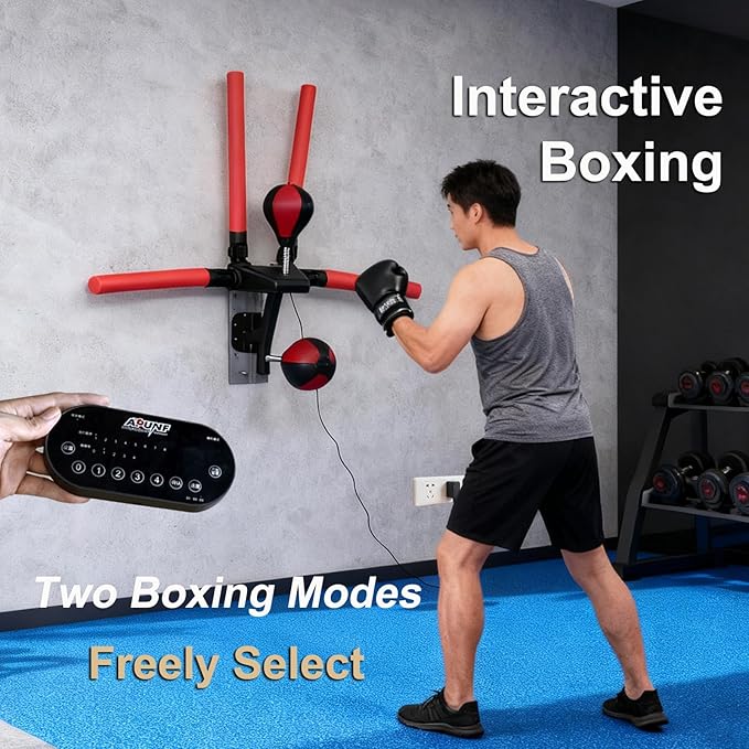 Smart Boxing Speed Trainer,Wall Mount Boxing Bar with 2 Speed Bag,Multifunction Machine with 4 Reaction Bar,2 Mode Setting Height Adjustable for Reaction Speed Stamina