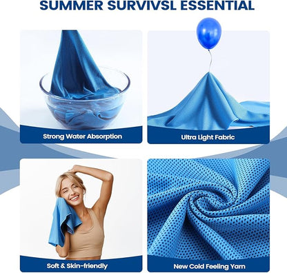 Clothirily Cooling Towels (40"x12"), Breathable Cooling Towels for Neck and Face, Men & Women Workout Towel for Hot Weather, Sweat Towel for Gym Yoga, Camping, Fitness, Running, Traveling, 6 Pack