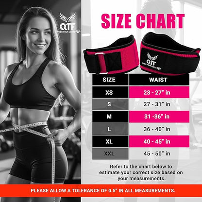 QTF Fitness Neoprene Weight Lifting Belt - Adjustable 6" Gym Support for Stability & Lumbar Support - Sweat Resistant Weightlifting Belt for Men & Women for Squats, Deadlifts & Bench Presses
