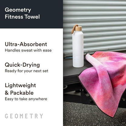 GEOMETRY Gym Towels for Working Out - Double Sided, Super Absorbent Microfiber Sweat Towel, Compact & Quick Dry - Premium Microfiber for Gym - Amanda, 16" x 30", 1 Piece