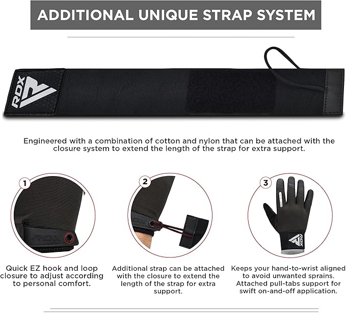 RDX Weight Lifting Gloves with Wrist Support -Touch Screen Full Finger Gym Workout, Breathable Anti Slip Padded Grip, Men Women Fitness Training, Powerlifting Bodybuilding HIIT Exercise Weightlifting