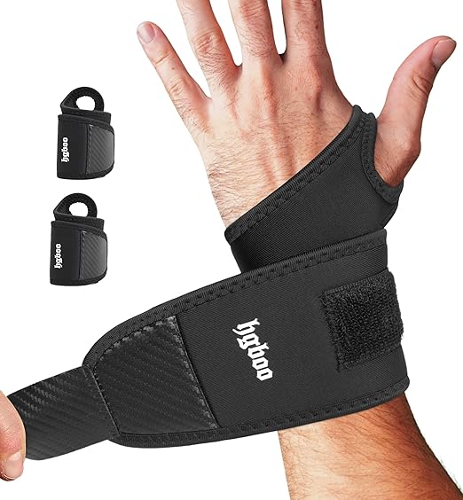 2-Pack Weightlifting Wrist Wraps, Durable Thick Neoprene Wrist Brace Support for Powerlifting, Gym Workouts, Tennis | Pain Relief for Carpal Tunnel, Arthritis, Tendonitis - Adjustable (Black)