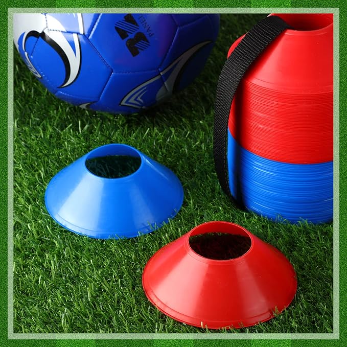Hanaive 100 Pieces Mini Soccer Cones for Sport Drills 5 Inch Agility Disc Cones with Accessories for Kids Football Training