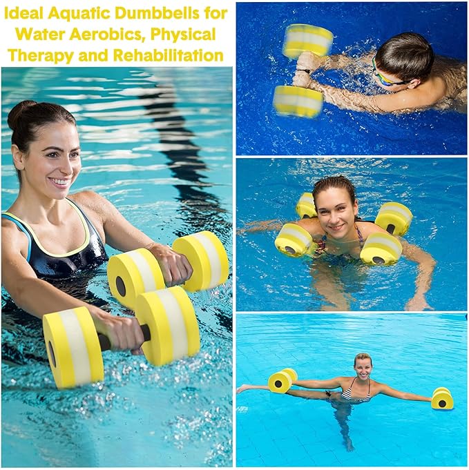 5 Pcs Pool Aquatic Exercise Set Including 2 Lightweight Water Dumbbells, 2 Ankle Swimming Weights, and Swim Belt Water Exercise Equipment for Aquatic Aerobics