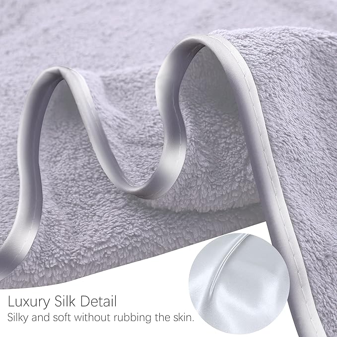 TENSTARS Luxury Silk Hemming Towel Set - Light Thin Quick Drying - 2 Bath Towels 2 Hand Towels 2 Washcloths - Ultra Soft Microfiber Towel for Bath Fitness, Sports, Yoga, Travel (Light Grey 6 Pieces)