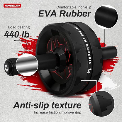 VINSGUIR Ab Roller Wheel, Abs & Core Workout Equipment for Home Gym with Knee Pad Accessories, Abdominal Wheel for Full-body Strength Training